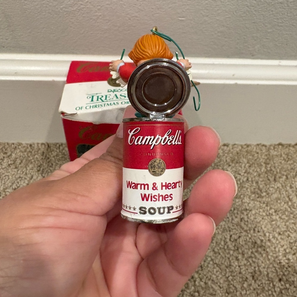 Vintage Enesco Warm and Hearty Wishes Campbell's Soup Christmas ornament ‘93 EUC - Picture 4 of 15